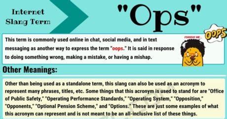 Ops Meaning: What Does 'Ops' Mean in Texting and Online Slang? • 7ESL