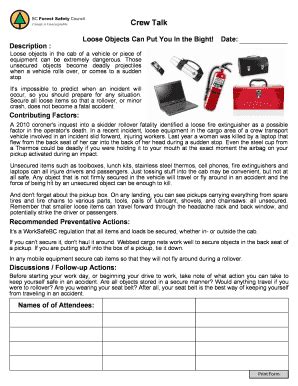 Fillable Online Crew Talk Form. A tool that can be used to create crew ...
