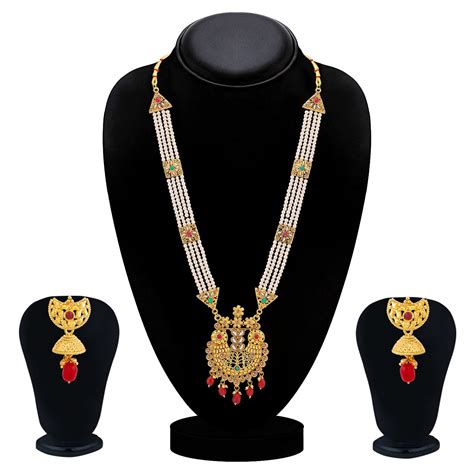 Sukkhi Floral LCT Gold Plated Long Haram Necklace Set For Women ...