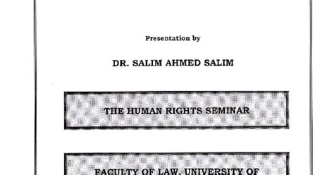 Human Rights Seminar - Reflecting on the African… | Salim Ahmed Salim