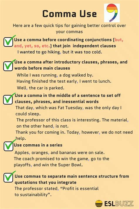 8 Rules for Using Commas Correctly! - ESLBUZZ