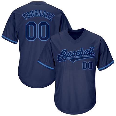 Custom Own Navy Navy Powder Blue Authentic Baseball Stitched Jersey ...