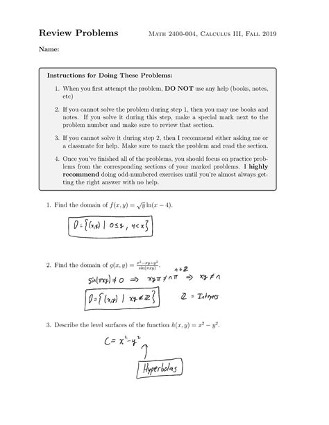 Exam 2 Review Problems Sol - Review Problems Math 2400-004, Calculus ...