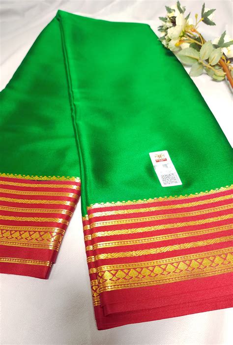 Green | Pure Mysore Silk Saree-Silk Mark Certified – Veshh