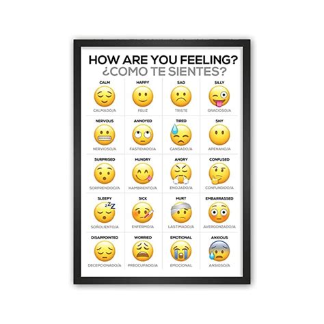 Buy How Are You Feeling Poster - Emoji Feelings Bilingual English ...