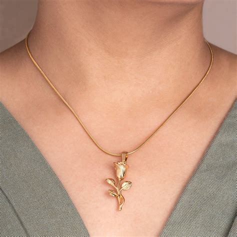 Artklim Gold Plated Rose Flower Pendant Necklace