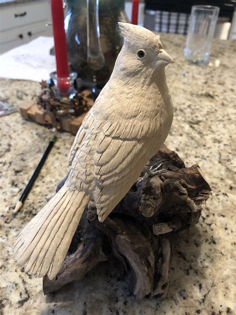 Cardinal woodcarving | Wood carving art sculpture, Wood carving art ...