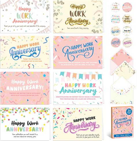 Decorably 24 Pack 6x4in Confetti Employee Cards with Envelopes and ...