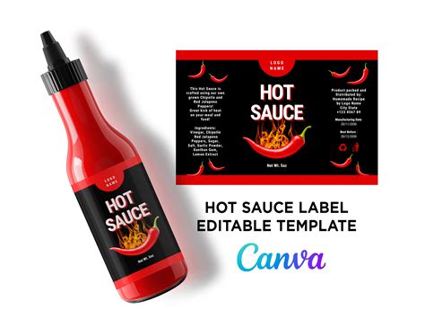 Printable Hot Sauce Label, Hot Sauce Bottle Design, Hot Sauce 5oz ...