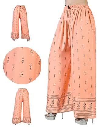 4k fashion Western Woman's Fit Relaxed Palazzo Bottom (M, Peach ...