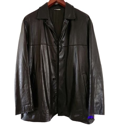 Mens Italian Leather Coat Black Jacket Pockets Lined … - Gem