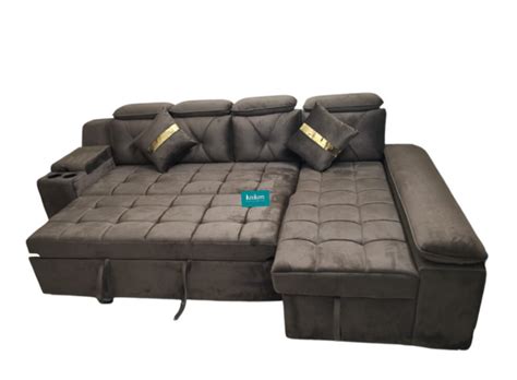 Dark brown sofa cumbed with sleeper storage – Luxium India