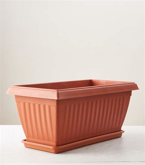 Rectangle Planter 14" Pot With Tray | Outdoor Plant in Pot | Buy ...