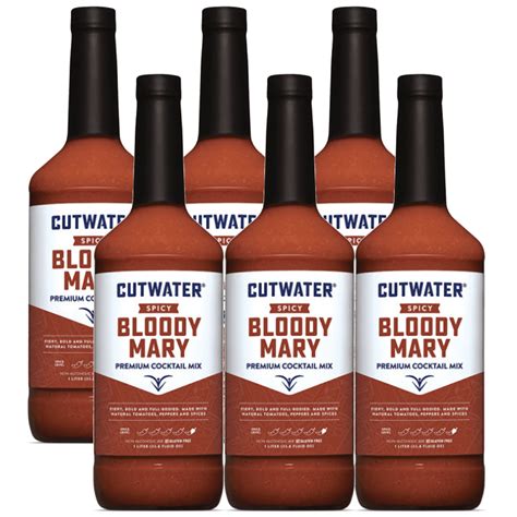 Cutwater Spicy Bloody Mary Mix 6 Pack - 1L Bottles- 25 Calories Fat ...