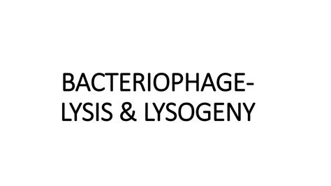 BACTERIOPHAGE LIFE CYCLE - LYSIS AND LYSOGENY | PPTX