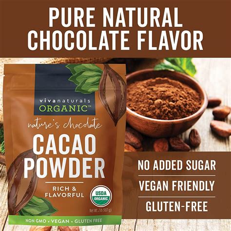 Organic Unsweetened Cacao Powder 907g - Rich Dark Chocolate Flavor for ...