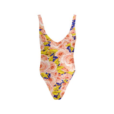 Rose Flower Sexy Low Back One-Piece Swimsuit (Model S09) | ID: D3006854