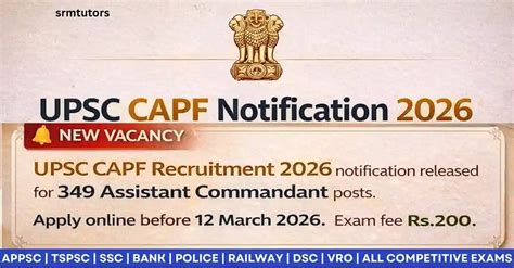 UPSC CAPF Notification 2026 upsconline.nic.in, Apply Online For 349 AC ...