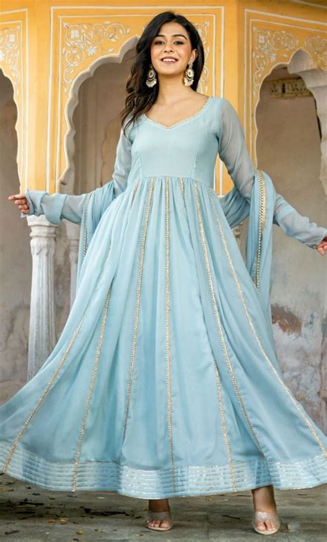 Krystle blue Anarkali Set – House Of Jamoti
