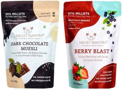Millet Mantra Berry Blast & Dark Chocolate Muesli Combo Pouch - Price ...