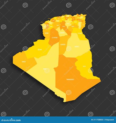 Algeria Political Map of Administrative Divisions Stock Vector - Illustration of district ...