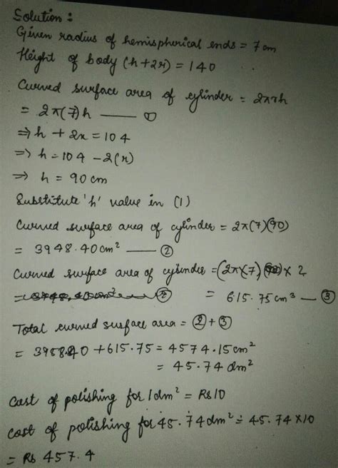 A solid is composed of a cylinder with hemispherical ends . if whole ...