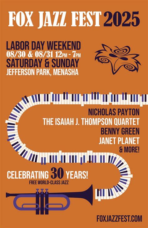 Fox Jazz Fest 2025, Jefferson Park, Menasha Wi, 30 August to 31 August ...
