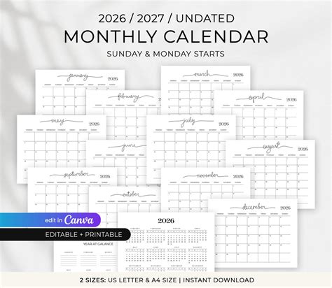 Buy 2026 Calendar 2026 Monthly Planner Minimalist Monthly Calendar ...