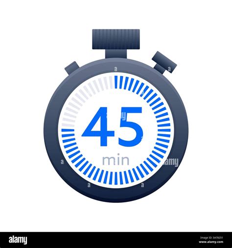 45 min timer and Stopwatch icons. Countdown symbol. Kitchen timer icon ...