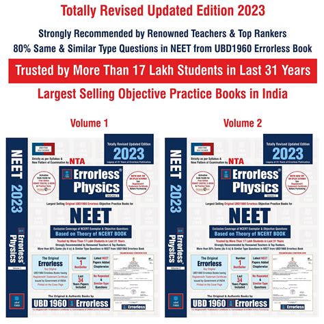 Buy Errorless NEET Physics (Vol- 1 & 2 ) Latest 2023 Edition as per ...