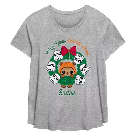 Plus Size Star Wars May Your Holiday Spirit Endor Flowy Graphic Tee