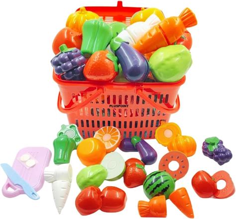 Buy PLUSPOINT Fruit Cut Toy with Storage Basket Realistic Sliceable ...