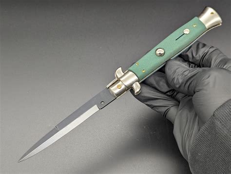 NOS 9" FRANK B "STILETTO ITALY" Jade Green Italian Stiletto Knife Dagg ...