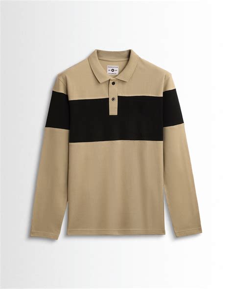 Cotton Polo Full Sleeve Pocket (Beach/Black) Cut & Sew – Pitshirts