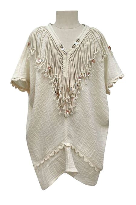 Buy Beige Organic Cotton Sybil Kaftan For Girls by Jasmine And Alaia ...