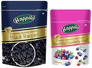 Happilo Premium Afghani Seedless Black Raisins, 250 Gram & Premium ...