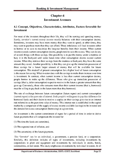 Chapter 4 - Lecture Notes on Investment Avenues and Objectives - Studocu