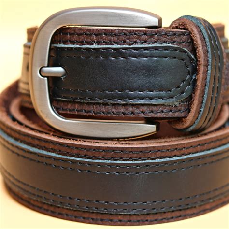 Executive Real Leather Belt - black and brown - Mender Leather Factory