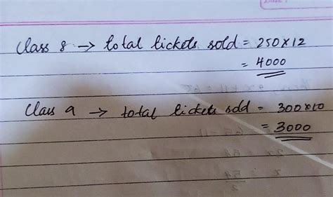 Class 8 sold tickets for 12 days by selling 250 tickets each days ...