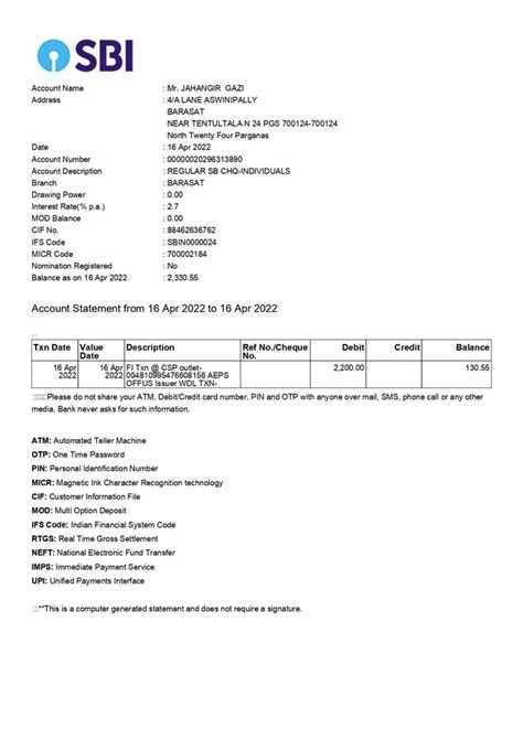 State Bank Of India [SBI] — fi txn @ csp