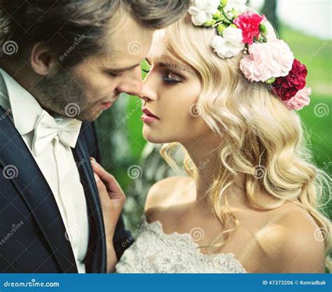 The Moment after Romantic Kiss Stock Photo - Image of lawn, couple ...