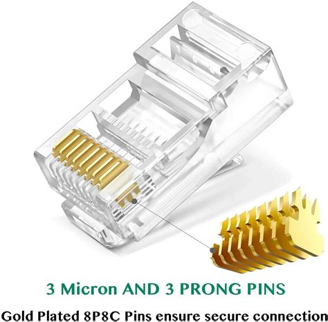 Buy Cat5, Cat5e & Cat6 UTP RJ45 Connector 8P8C Network Plug – FEDUS