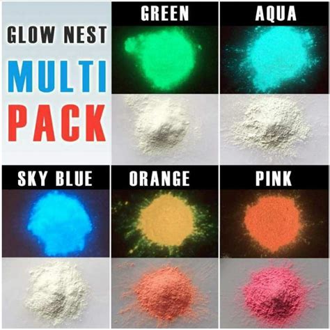 Glow Nest Strontium Aluminate Glow in Dark Powder - Multi Pack of 5 ...