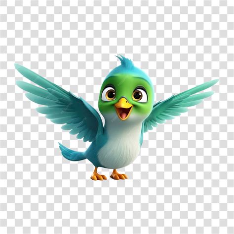 Happy animated blue bird character | Premium AI-generated PSD