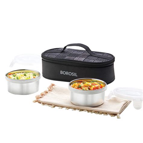 Buy Borosil - Twilight Stainless Steel Lunch Box, 300 ml, Set of 2 ...