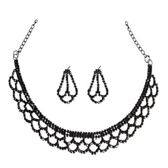 Black jurkan rounded jhalar necklace neckset earring : Amazon.in: Jewellery
