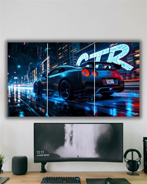 Nissan GTR Night Drive Canvas Art poster – Luxen Art Gallery