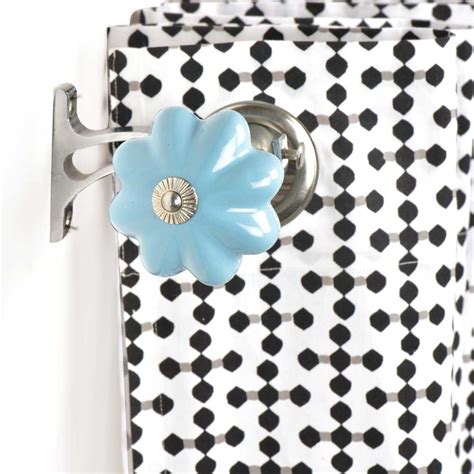 Ceramic Big Flower ShapedÂ Blue Curtain Rod Finial