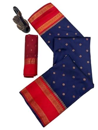 Buy BRAHMAKHODAL Paithani Silk Saree Zari Woven Contrast Border Butties ...