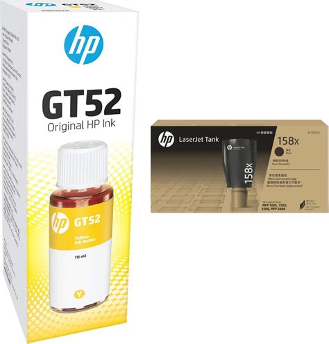 HP 158X Black Original Laserjet Toner Reload Kit & GT52 Ink Bottle ...